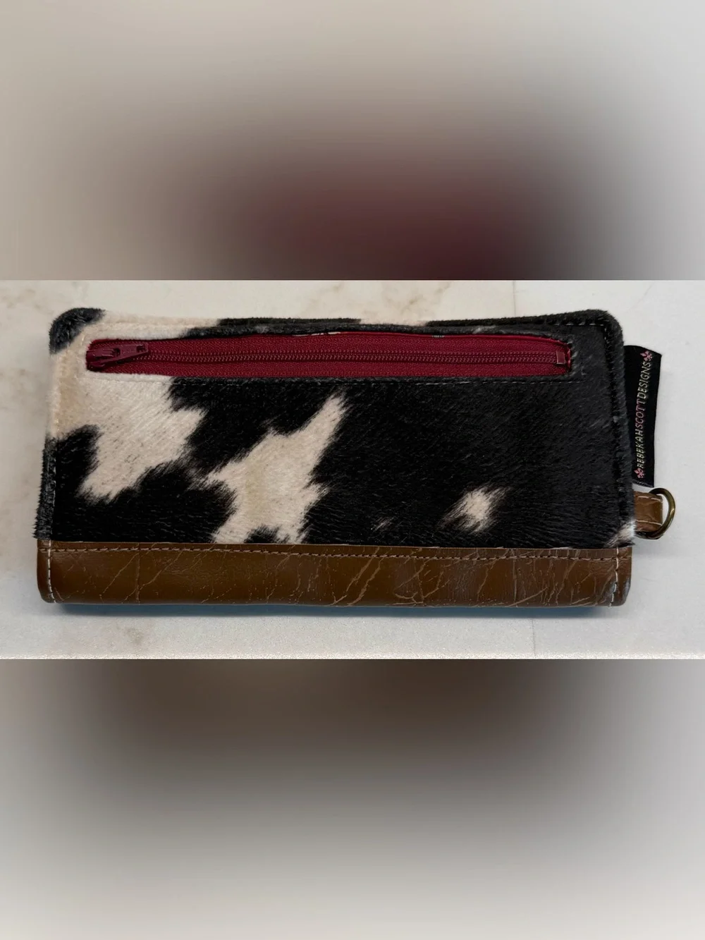 Rebekah Scott Designs Black Cowhide Wallet Caramel Ruby